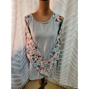 ALLEGRACE Womens 22W silver Raglan Sleeve Christmas Print Sweatshirt Top